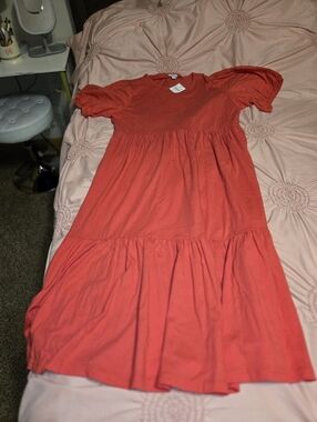 J.CREW Coral Orange Eyelet Puff Sleeve Maxi Dress - XL